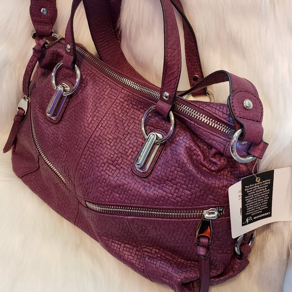 NWT Leather Mulberry B. Makowsky Satchel - Picture 7 of 10